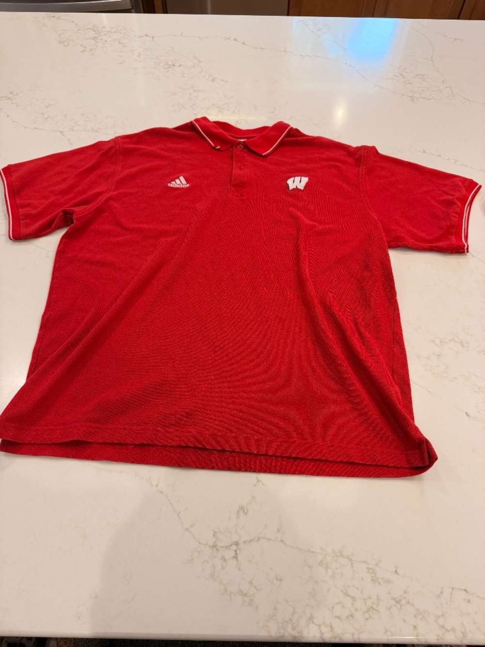 Adidas Wisconsin Badgers Polo Shirt Red Men’s XL Short Sleeve Embroidered Logo N
